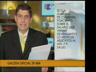 En la Gaceta Oficial se resalta el decreto de aumento de sal