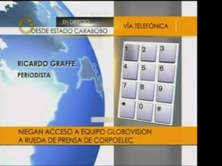 Corpoelec niega acceso a equipo de Globovisión a rueda de pr