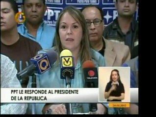 PPT responde a declaraciones del Pdte. Chavez de que el part