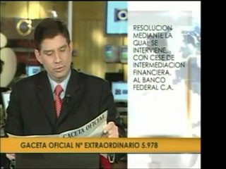 Detalles de la publicación en Gaceta Oficial de la intervenc