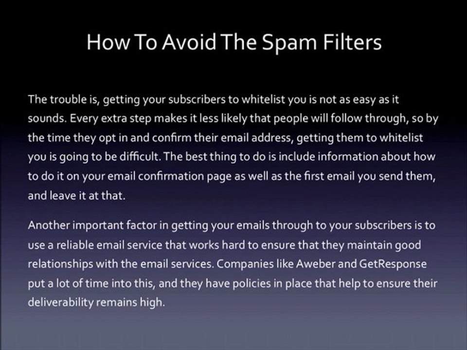 List Building Tips - Avoid The Spam Filters