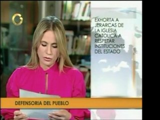 Defensoría del Pueblo rechaza declaraciones de la Iglesia Ca