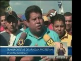 Transportistas de Aragua trancaron vías y protestaron por in