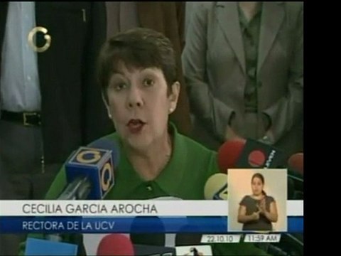 Cecilia García Arocha, Rectora de la UCV, pide respeto a las
