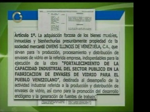 Expropiación de Owens Illinois se encuentra publicada en Gac