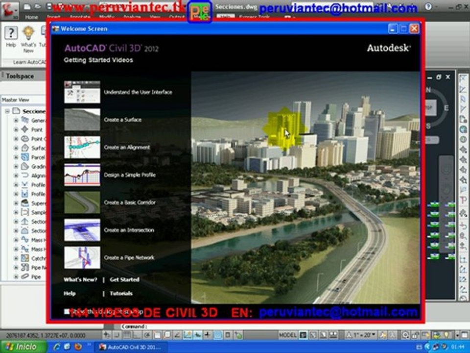 CURSO CIVIL 3D 2012 ,144 VIDEOS SECRETOS DEL CIVIL 3D ESPAÑOL PARA APRENDER EN CASA 09