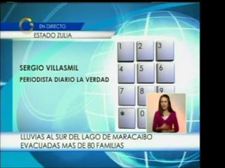 Más de ochenta familias fueron evacuadas del Sur del Lago, e