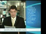 La Ley Habilitante para el Presidente  por 18 meses se publi