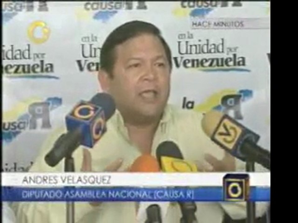 El diputado a la AN por Causa R, Andrés Velásqu...