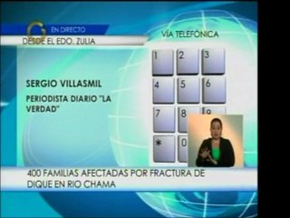Un dique del Río Chama se fracturó y afectan a 400 familias.