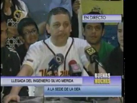 Llegada a la OEA y declaraciones del ingeniero Silvio Mérida