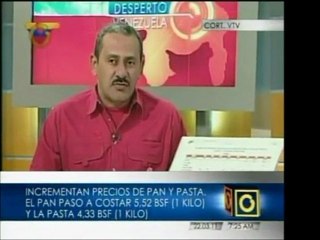 El pan y la pasta subieron de precio. El pan costará Bs. F.