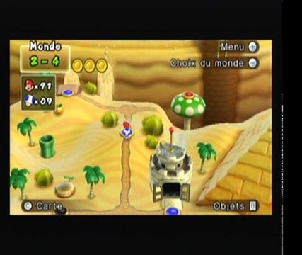 new super mario bros wii (4):fin du monde 2 avec Nado!