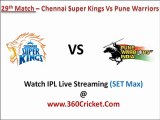 Chennai Super Kings Vs Pune Warriors Live Streaming IPL 2011 Online Free 29th Match April 23rd