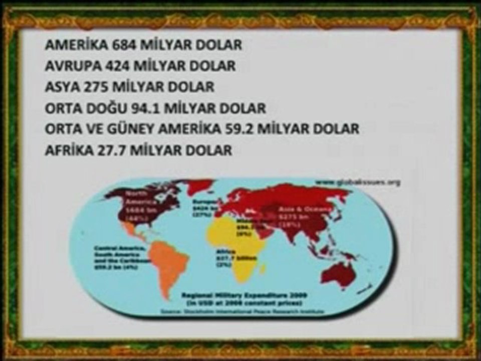 Şu anda silahlanmaya harcanan paranın tamamı Hz. İsa ve Hz. Mehdi döneminde fakirlere, ihtiyaç içinde olanlara, ülkelerin kalkınmasına harcanacak