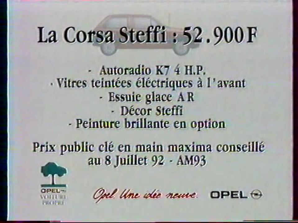 Publicité Corsa Opel 1992