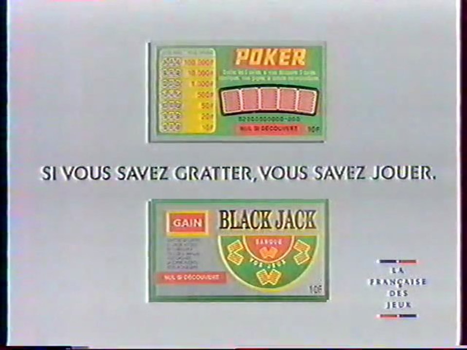 Publicité Poker Black Jack Francais des jeux 1992