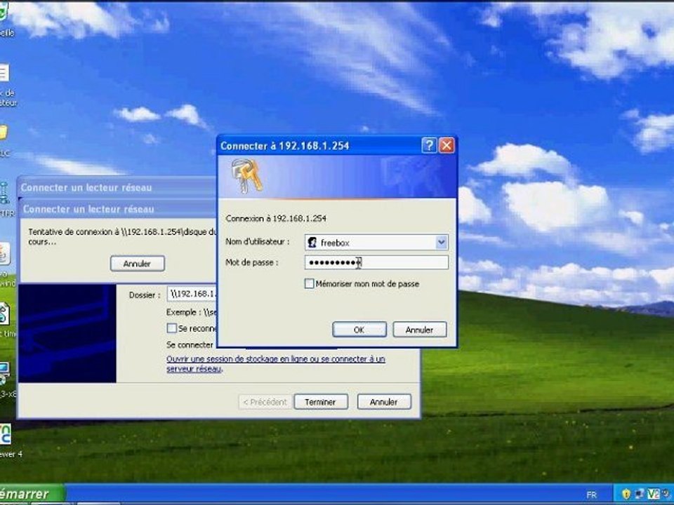 connecter un lecteur réseau  avec la freev6 avec windows xp