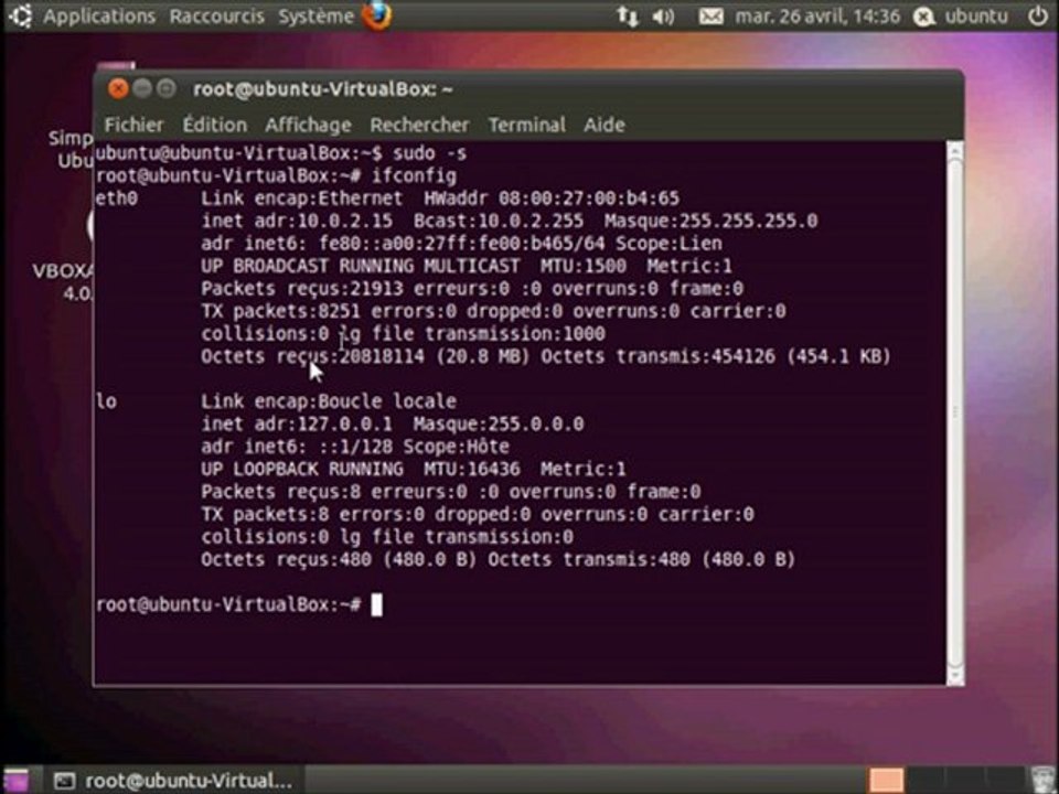 la commande ifconfig sous ubuntu