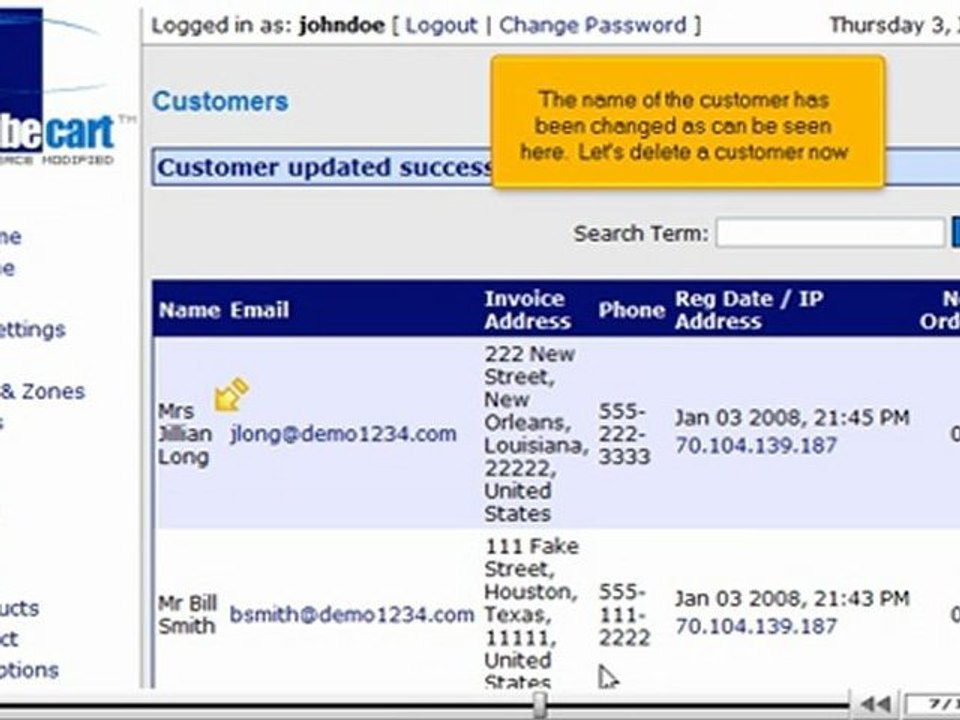 Manage your customers in CubeCart by VodaHost.com web hosting