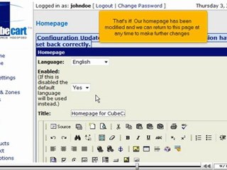 Configure your home page in CubeCart by VodaHost.com web hosting