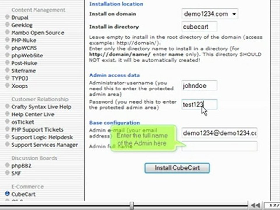 Installing CubeCart from Fantastico by VodaHost.com web hosting