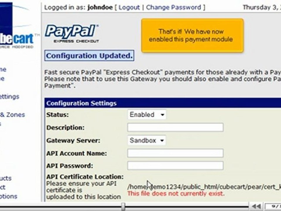 Add payment modules in CubeCart by VodaHost.com web hosting