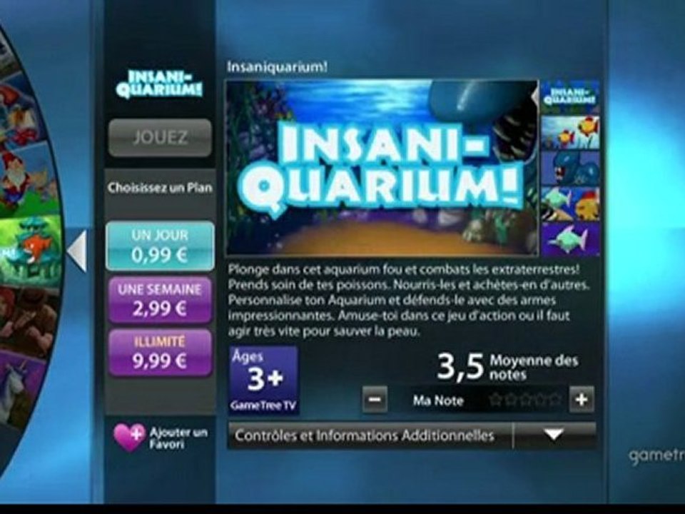 GameTree TV : aperçu de l'interface sur Freebox