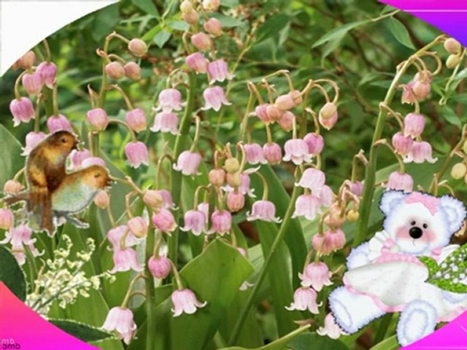 carte animée musicale-fête du 1er mai-muguet porte-bonheur-travail