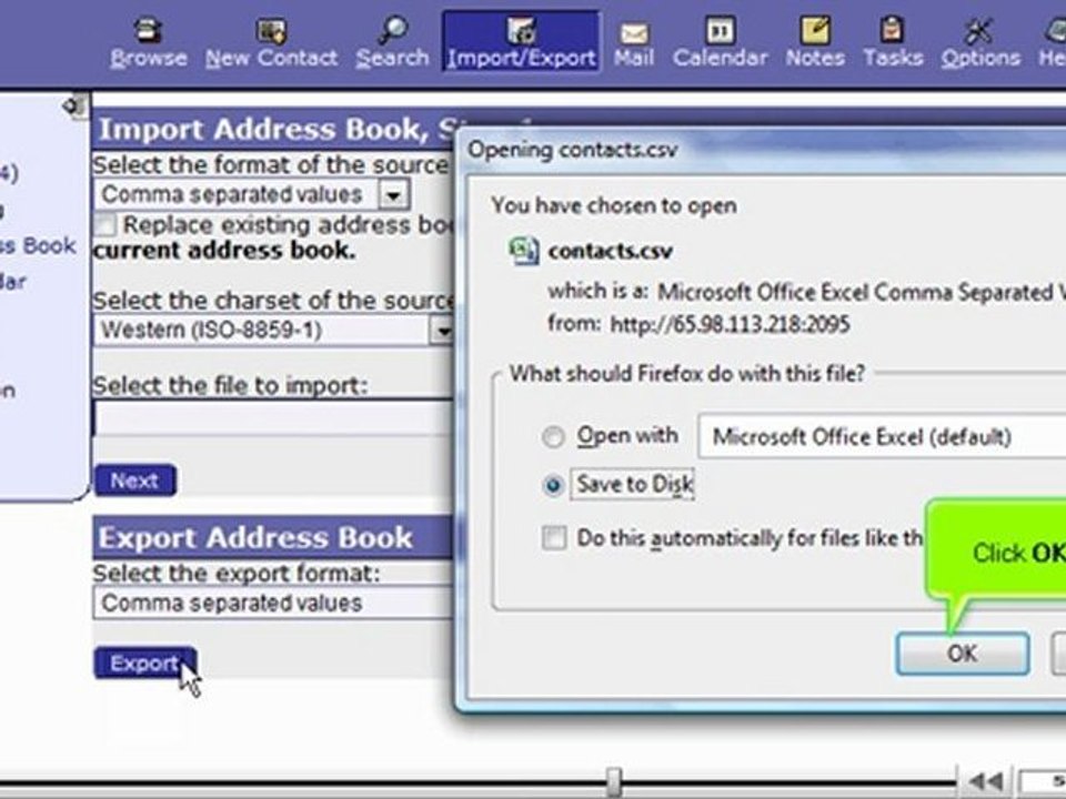 Export contacts from Horde by VodaHost.com web hosting