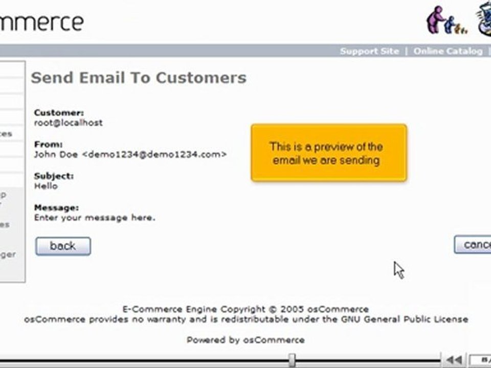 Send email to your customers from osCommerce by VodaHost.com web hosting
