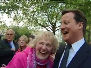 Cameron visits wedding crowds