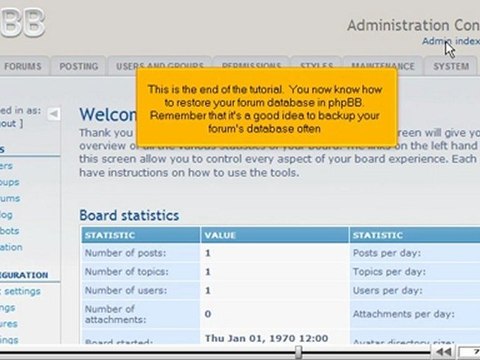 Restore your database in phpBB by VodaHost.com web hosting