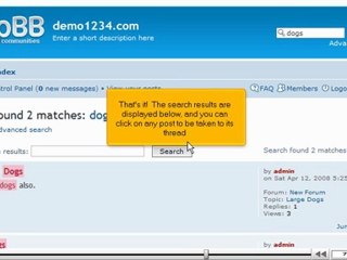 Use the search tool in phpBB by VodaHost.com web hosting