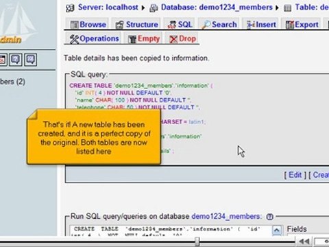 Copying a database table with phpMyAdmin by VodaHost.com web hosting