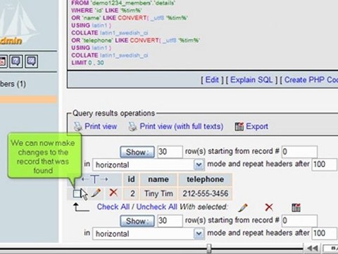 Searching through a database with phpMyAdmin by VodaHost.com web hosting