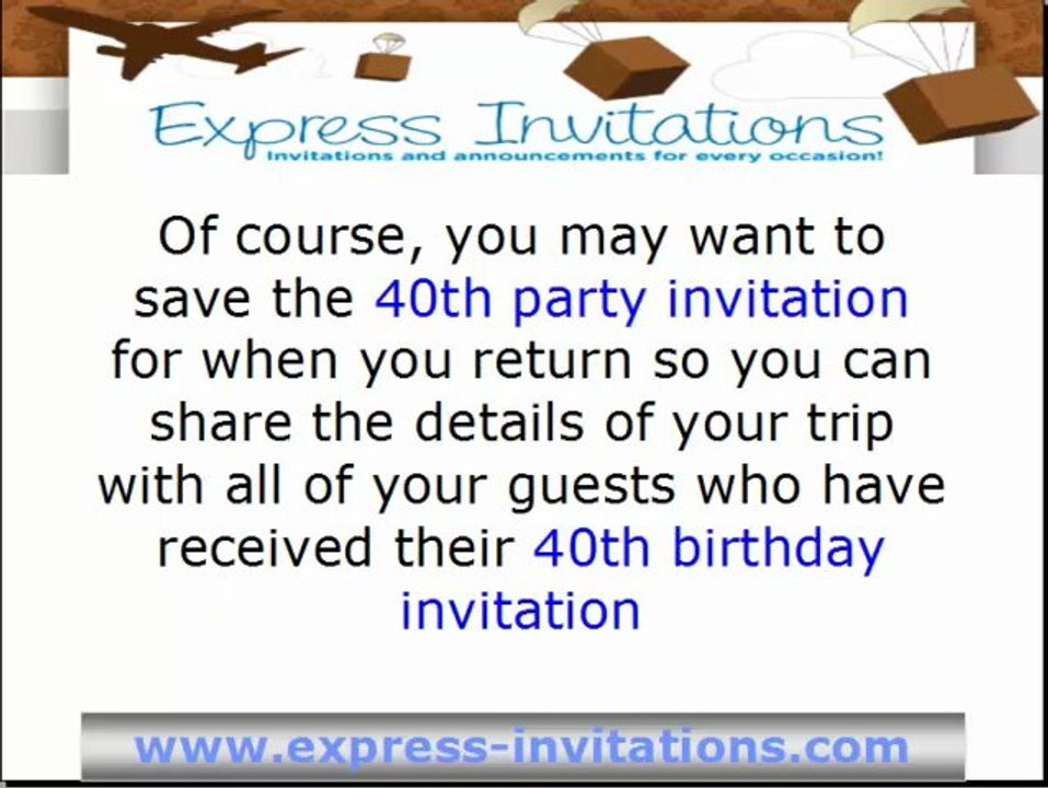 40th Birthday Invitations - Personalized 40th Birthday...
