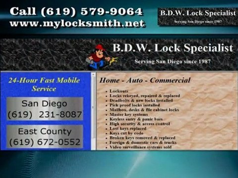 Locksmith in La Mesa CA - B.D.W. Lock Specialist
