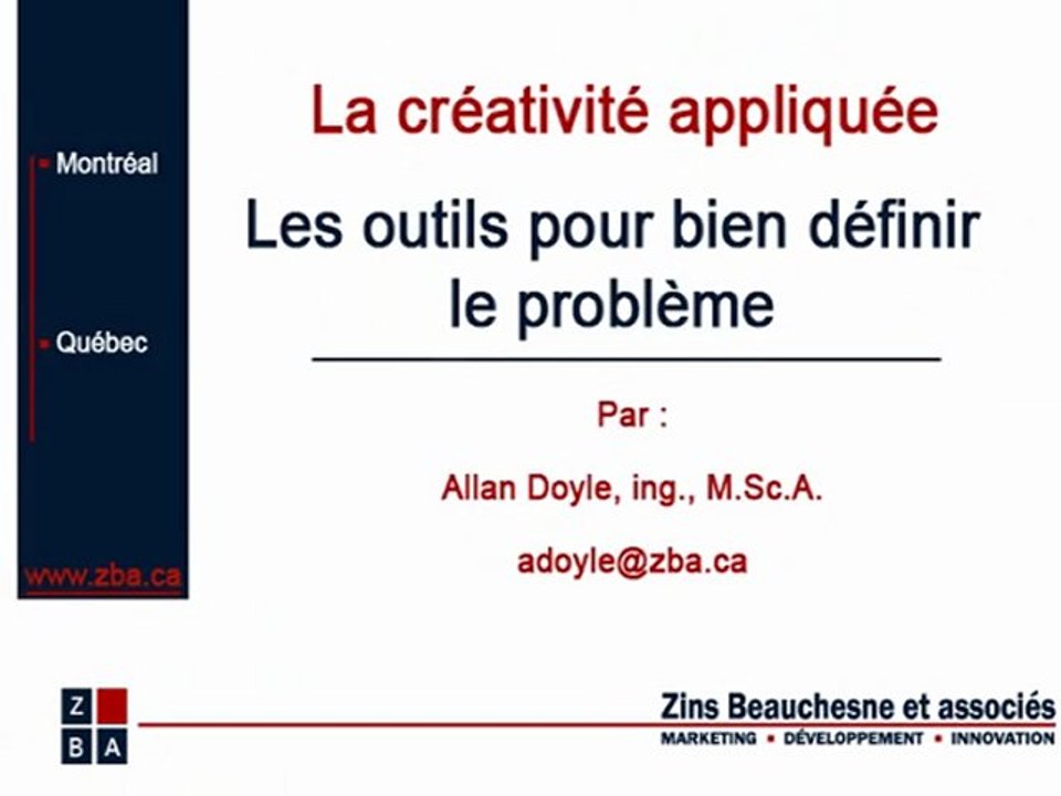 Creativite appliquee  Definir le probleme
