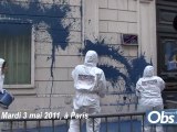 RSF jette de la peinture sur l'ambassade de Syrie à Paris