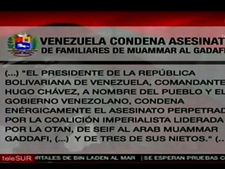 Venezuela condena asesinato de familiares de Gaddafi