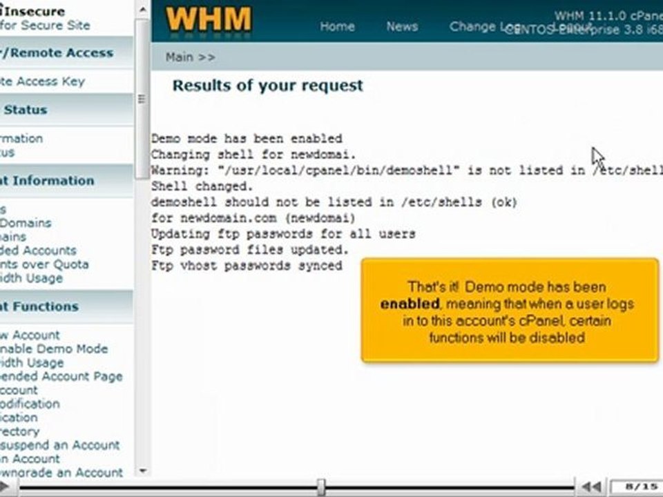 Disable or Enable Demo mode in WHM by VodaHost.com web hosting