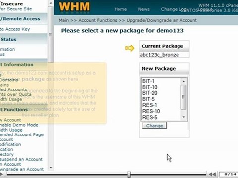 Upgrade/Downgrade an account in WHM by VodaHost.com web hosting