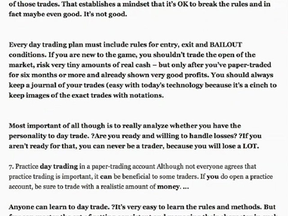 Day Trading Rules, Day Trading Plans, and Becoming a Consistently Profitable Trader