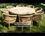 Turnworth Round Ring Table Teak Garden Furniture Set with Banana Arm Chairs