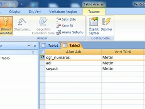 Microfost Office Access Tablo Oluşturma