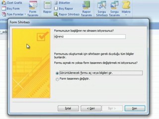 Microsoft Office Access Form Oluşturma