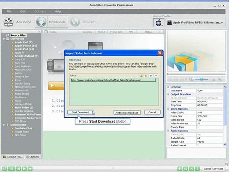 Use Aura Video Converter to Download YouTube Videos and convert to other formats