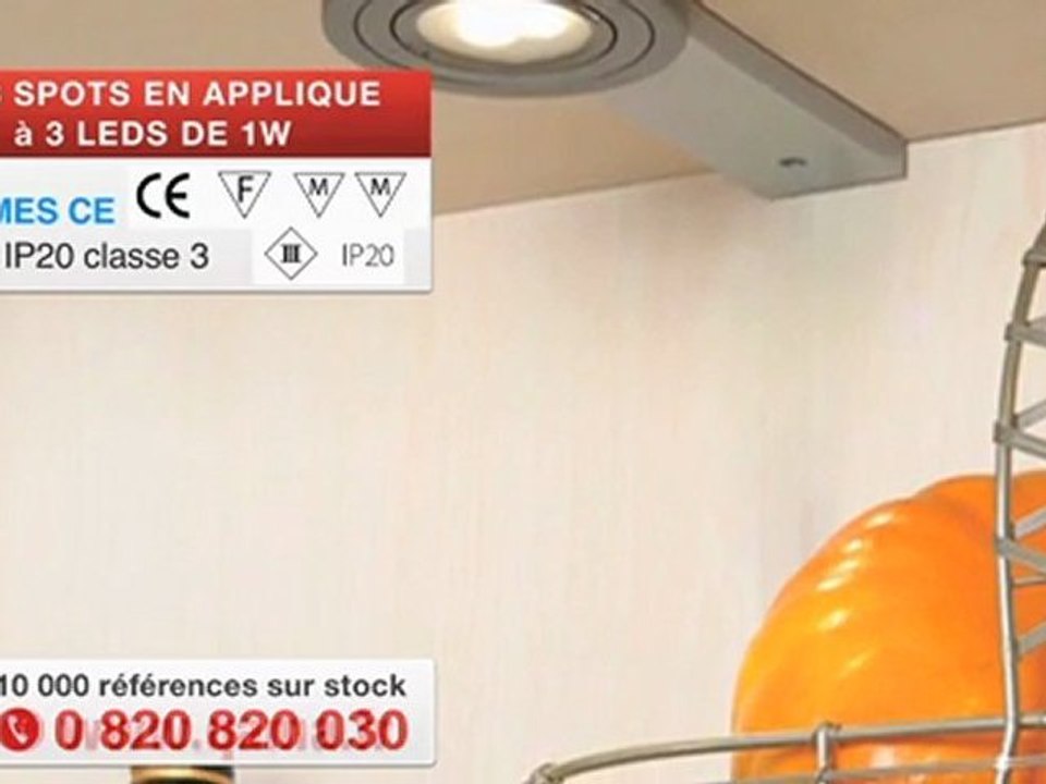 kit 3 spots en applique à 3 leds de 1 watts par QAMA