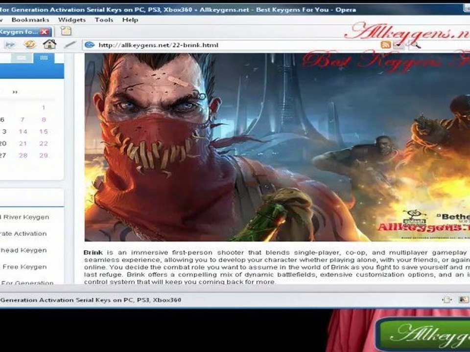 Free Keygen On Game Brink For PC, PS3, Xbox360 Update 11  March